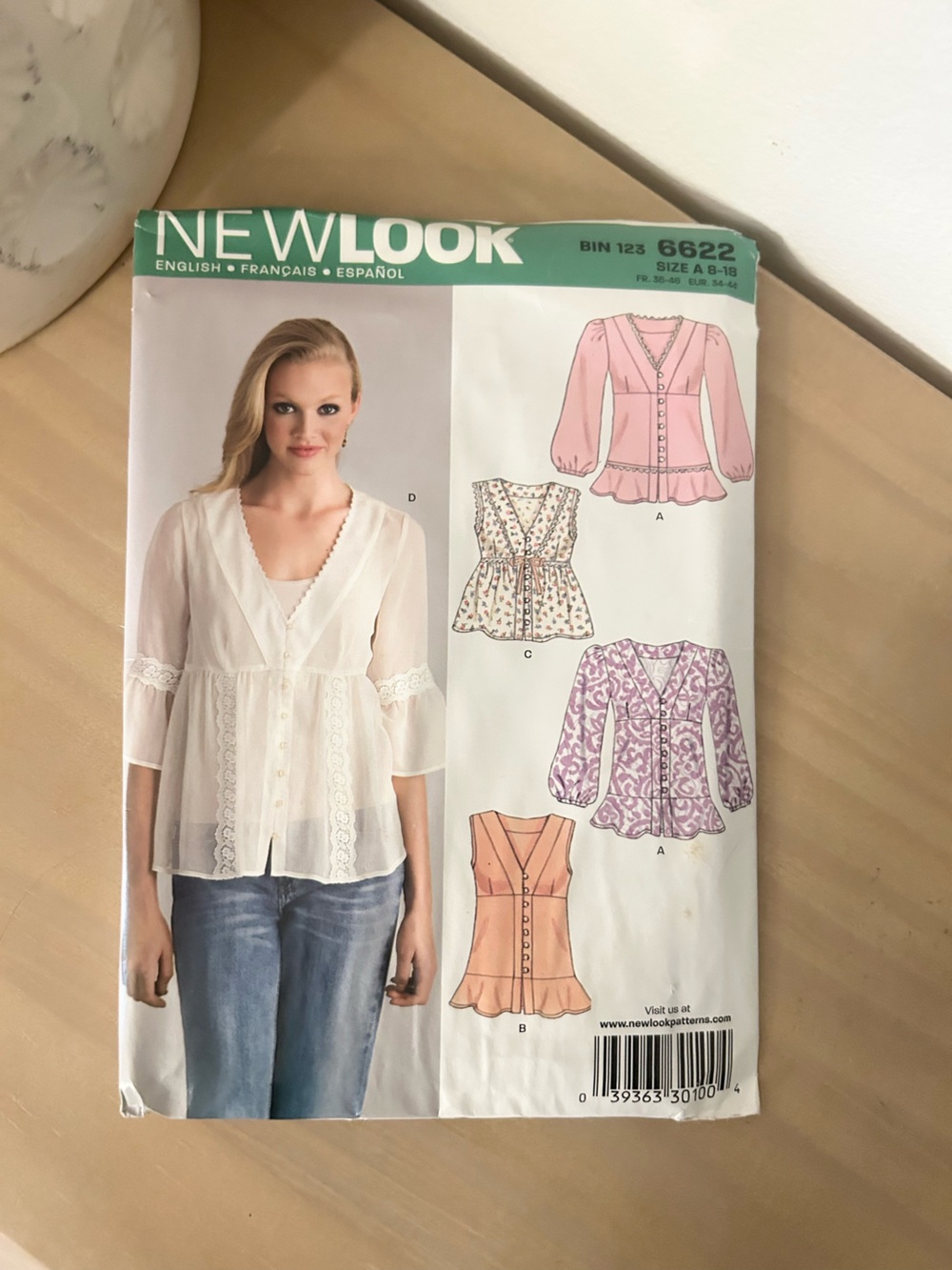 New Look 6622 Misses Blouse Sewing Pattern Sizes 8–18 Easy Top Pattern